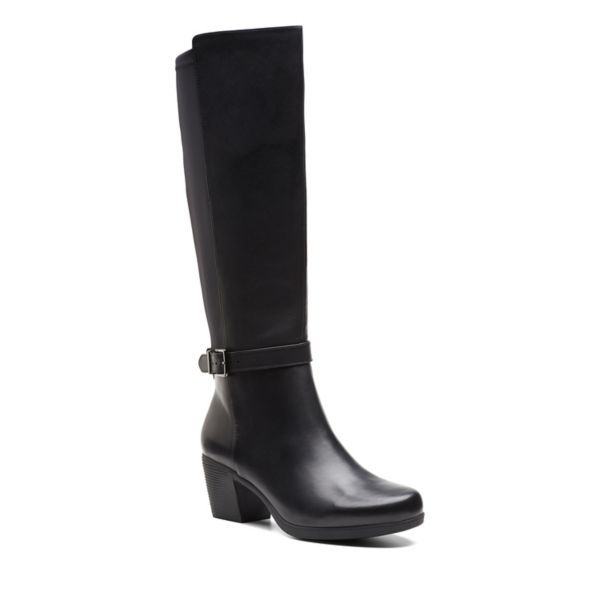 Clarks Womens Un Lindel Hi Knee High Boots Black | UK-9864135